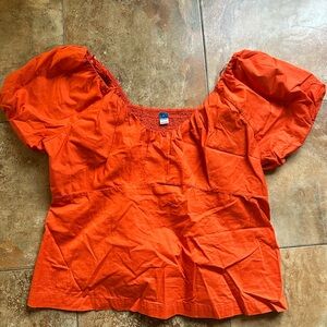 Old Navy Bright Orange Puff Sleeve Blouse